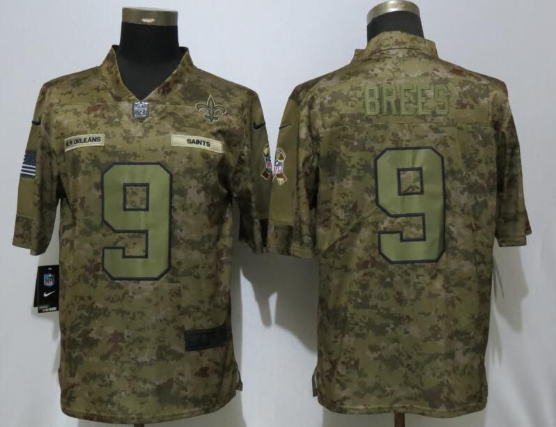 Men New Orleans Saints #9 Brees Nike Camo Salute to Service Limited NFL Jerseys